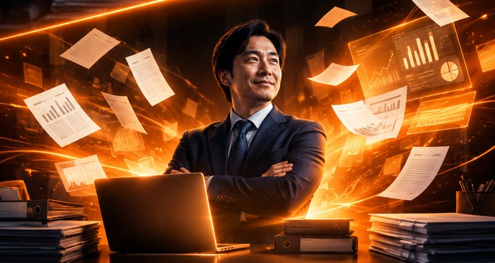 AIで書類仕事が一瞬で片付くイメージ